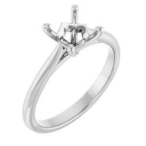 14K White Gold 5.5 mm Square Solitaire Engagement Ring Mounting