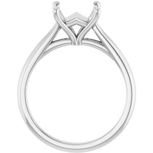 14K White Gold 7 mm Square Solitaire Engagement Ring Mounting
