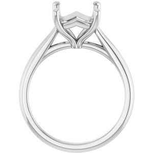 14K White Gold 10x8 mm Emerald Solitaire Engagement Ring Mounting