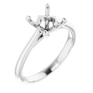 14K White Gold 6 mm Square Solitaire Engagement Ring Mounting