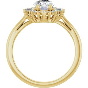 14K Yellow Gold 8x6 mm Oval 1/5 CTW Natural Diamond Semi-Set Halo-Style Engagement Ring