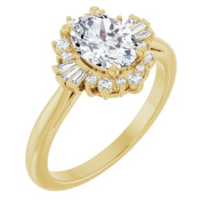 14K Yellow Gold 8x6 mm Oval 1/5 CTW Natural Diamond Semi-Set Halo-Style Engagement Ring