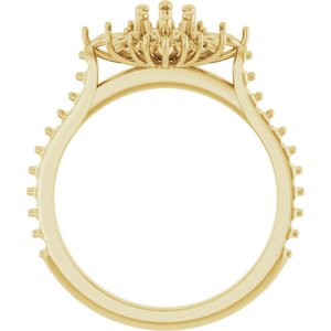 14K Yellow Gold 8x4 mm Marquise Halo-Style Engagement Ring Mounting  