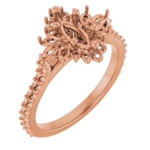 14K Rose Gold 8x4 mm Marquise Halo-Style Engagement Ring Mounting
