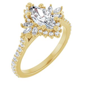 14K Yellow Gold 10x5 mm Marquise 1/2 CTW Natural Diamond Semi-Set Halo-Style Engagement Ring