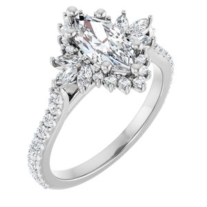 14K White Gold 10x5 mm Marquise 5/8 CTW Lab-Grown Diamond Semi-Set Halo-Style Engagement Ring