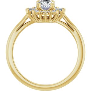 14K Yellow Gold 7x5 mm Oval 1/5 CTW Natural Diamond Semi-Set Halo-Style Engagement Ring