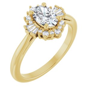 14K Yellow Gold 7x5 mm Oval 1/5 CTW Natural Diamond Semi-Set Halo-Style Engagement Ring