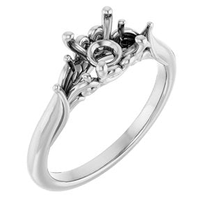 14K White Gold 6.5 mm Round Engagement Ring Mounting