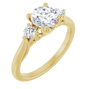 14K Yellow Gold 6.5 mm Round 1/5 CTW Lab-Grown Diamond Semi-Set Engagement Ring