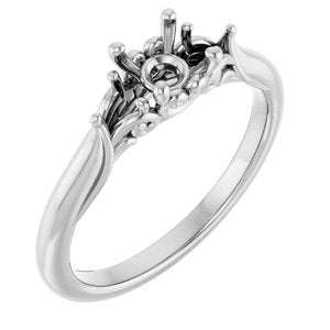 14K White Gold 5.2 mm Round Engagement Ring Mounting