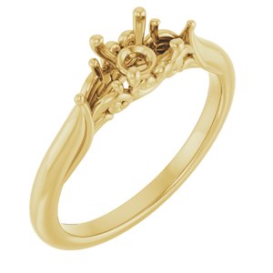 14K Yellow Gold 5.2 mm Round Engagement Ring Mounting