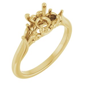 14K Yellow Gold 7 mm Round Engagement Ring Mounting