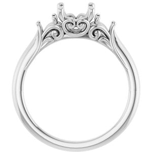 14K White Gold 6.5 mm Round Engagement Ring Mounting