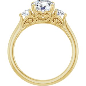 14K Yellow Gold 7.4 mm Round 1/3 CTW Lab-Grown Diamond Semi-Set Engagement Ring