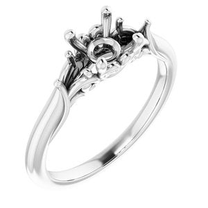 14K White Gold 6 mm Round Engagement Ring Mounting