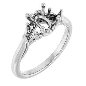 14K White Gold 8x6 mm Oval Engagement Ring Mounting