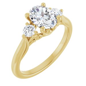 14K Yellow Gold 8x6 mm Oval 1/4 CTW Natural Diamond Semi-Set Engagement Ring