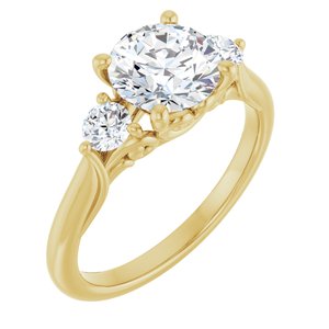 14K Yellow Gold 7.4 mm Round 1/3 CTW Lab-Grown Diamond Semi-Set Engagement Ring