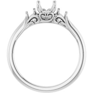 14K White Gold 7x5 mm Emerald Engagement Ring Mounting