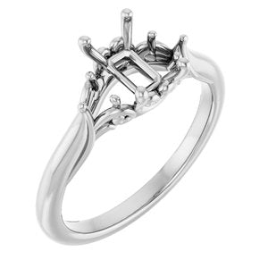 14K White Gold 7x5 mm Emerald Engagement Ring Mounting