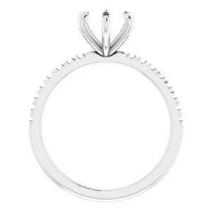 14K White Gold 7 mm Round French-Set Engagement Ring Mounting