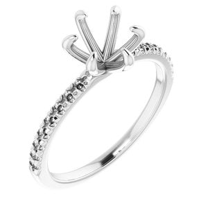 14K White Gold 7 mm Round French-Set Engagement Ring Mounting