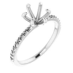 14K White Gold 7 mm Round French-Set Engagement Ring Mounting