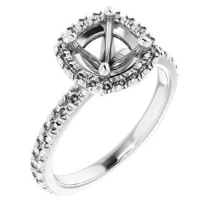 14K White Gold 7 mm Round Engagement Ring Mounting