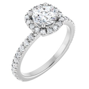 14K White Gold 5.8 mm Round 1/3 CTW Natural Diamond Semi-Set Engagement Ring 