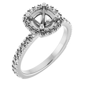 14K White Gold 6.5 mm Round Engagement Ring Mounting