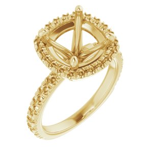 14K Yellow Gold 9 mm Cushion Engagement Ring Mounting