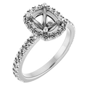 14K White Gold 8x6 mm Oval Engagement Ring Mounting
