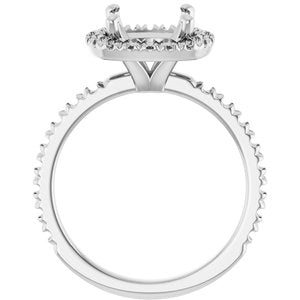 14K White Gold 8 mm Cushion Engagement Ring Mounting