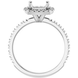 14K White Gold 7 mm Cushion Engagement Ring Mounting