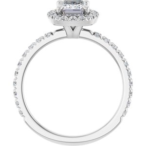 Platinum 7x5 mm Emerald 3/8 CTW Natural Diamond Semi-Set Engagement Ring 