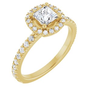 14K Yellow Gold 4.5x4.5 mm Square 1/3 CTW Natural Diamond Semi-Set Engagement Ring 
