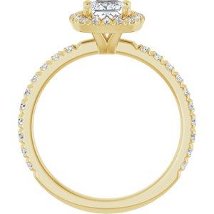 14K Yellow Gold 4.5x4.5 mm Square 1/3 CTW Natural Diamond Semi-Set Engagement Ring 