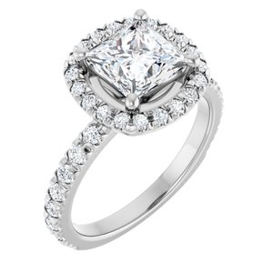 14K White Gold 6.5 mm Round 3/8 CTW Natural Diamond Semi-Set Engagement Ring 