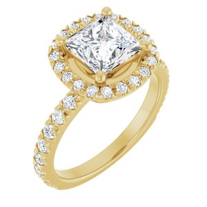 14K Yellow Gold 6.5 mm Round 3/8 CTW Lab-Grown Diamond Semi-Set Engagement Ring
