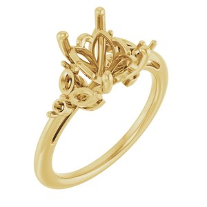 14K Yellow Gold 8x6 mm Emerald Engagement Ring Mounting
