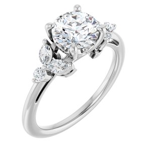 14K White Gold 7 mm Round 1/4 CTW Natural Diamond Semi-Set Engagement Ring