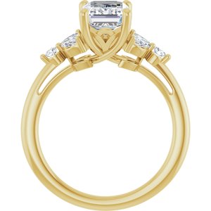 14K Yellow Gold 8x6 mm Emerald 1/6 CTW Natural Diamond Semi-Set Engagement Ring