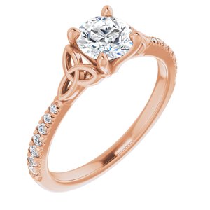 14K Rose Gold 6.5 mm Round 1/8 CTW Natural Diamond Semi-Set French-Set Engagement Ring