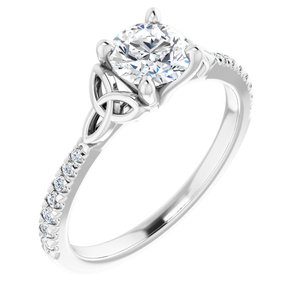 14K White Gold 6.5 mm Round 1/8 CTW Natural Diamond Semi-Set French-Set Engagement Ring