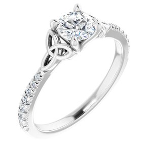 14K White Gold 5.2 mm Round 1/6 CTW Natural Diamond Semi-Set French-Set Engagement Ring
