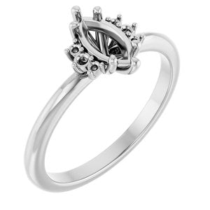 14K White Gold 8x4 mm Marquise Engagement Ring Mounting