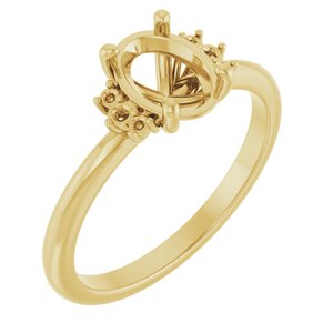 14K Yellow Gold 8x6 mm Oval Engagement Ring Mounting