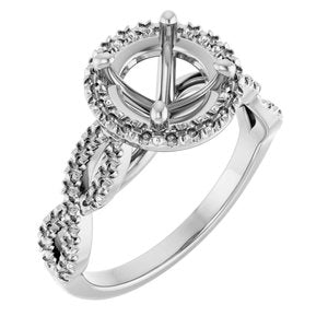 14K White Gold 7.4 mm Round Engagement Ring Mounting