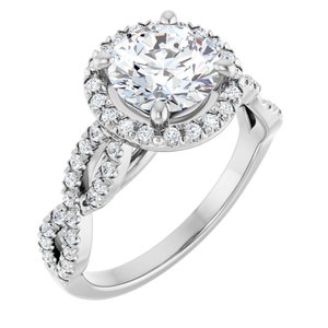 14K White Gold 7.4 mm Round 1/4 CTW Natural Diamond Semi-Set Engagement Ring